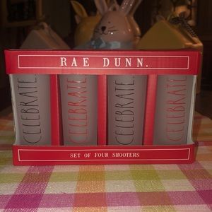 Rae Dunn CELEBRATE. Set of 4 Shooters
